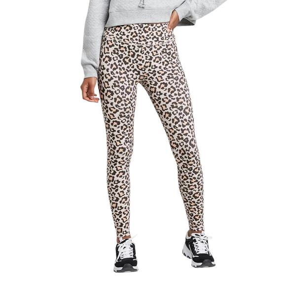 Women's Small  Beige Leopard Print High-Waisted Leggings - Picture 1 of 8
